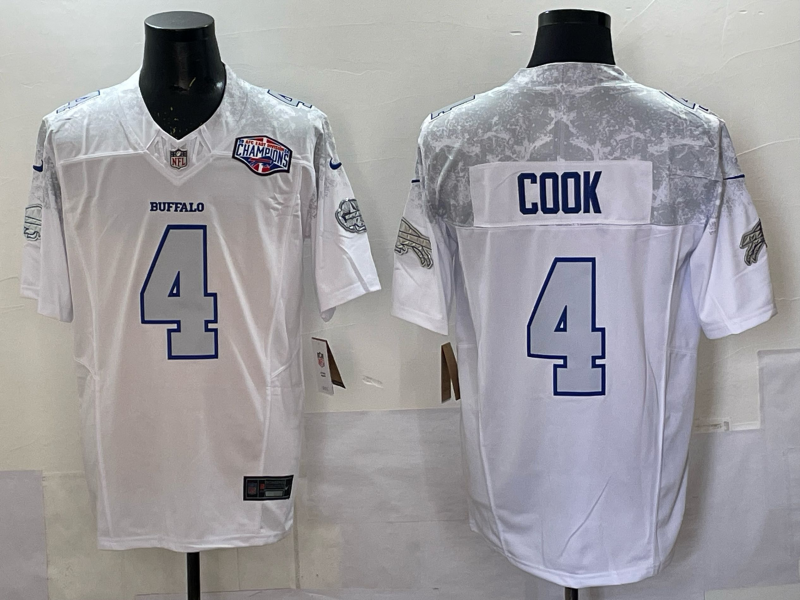 Men Buffalo Bills #4 Cook Nike White 2025 Rivalries Collection Limited NFL Jersey 003